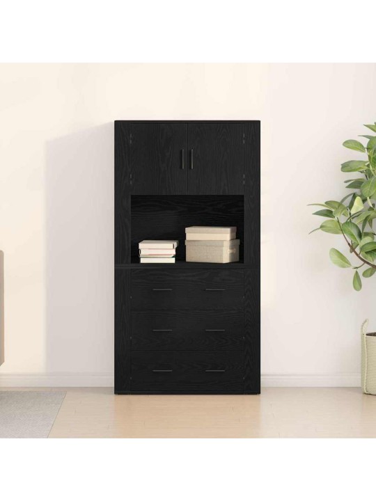 Augstais galds melns ozols 80 x 33 x 150 cm inženierijas koks