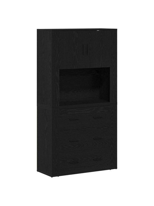 Augstais galds melns ozols 80 x 33 x 150 cm inženierijas koks