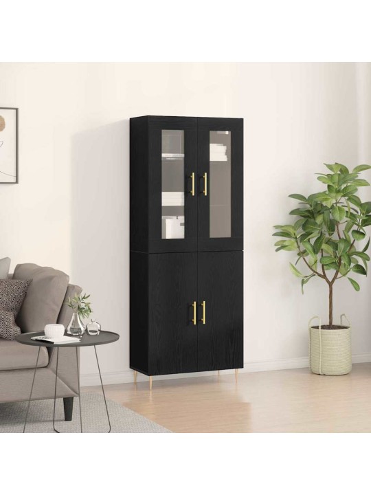 Augstais skapītis 2 pcs melns ozols 69.5 x 34 x 180 cm