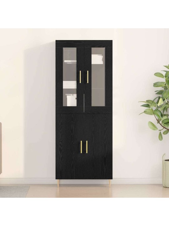 Augstais skapītis 2 pcs melns ozols 69.5 x 34 x 180 cm