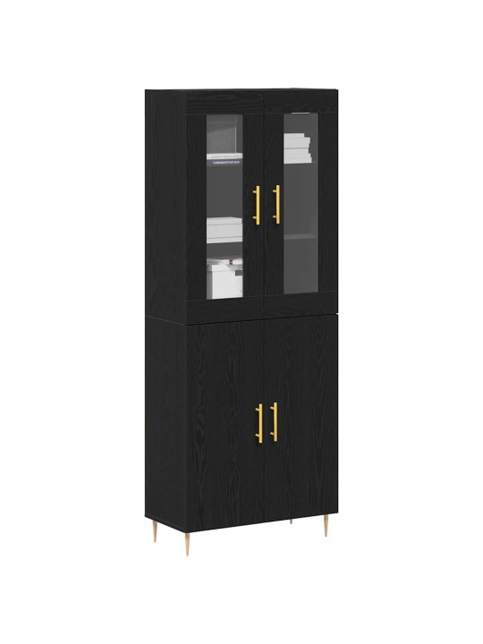 Augstais skapītis 2 pcs melns ozols 69.5 x 34 x 180 cm