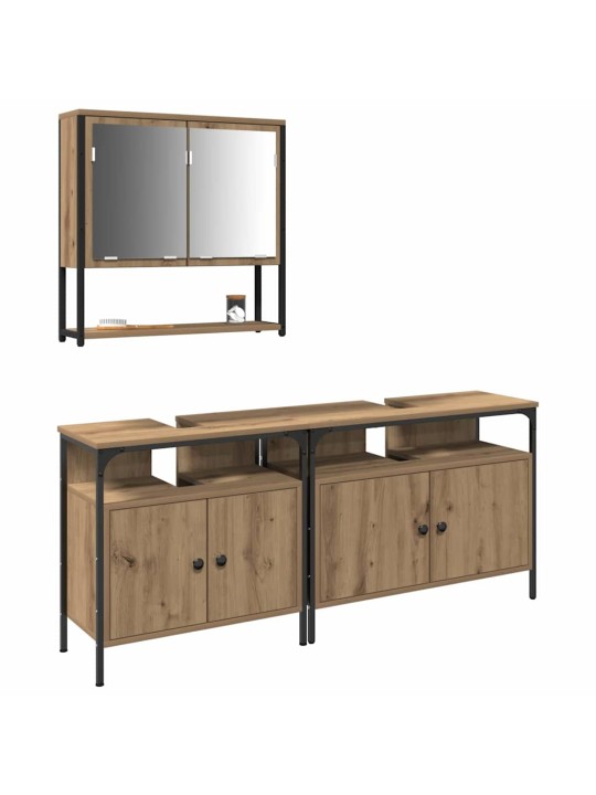 Vannas istabas mēbeļu komplekts 3 pcs brūna 80 x 30 x 60 cm