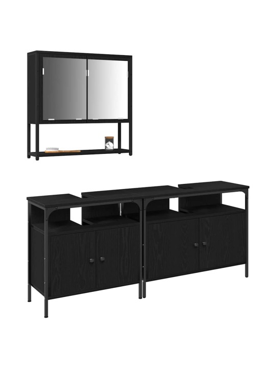 Vannas istabas mēbeļu komplekts 3 pcs melna 80 x 30 x 60 cm