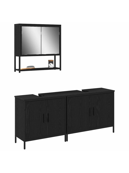 Vannas istabas mēbeļu komplekts 3 pcs melna 80 x 30 x 44 cm