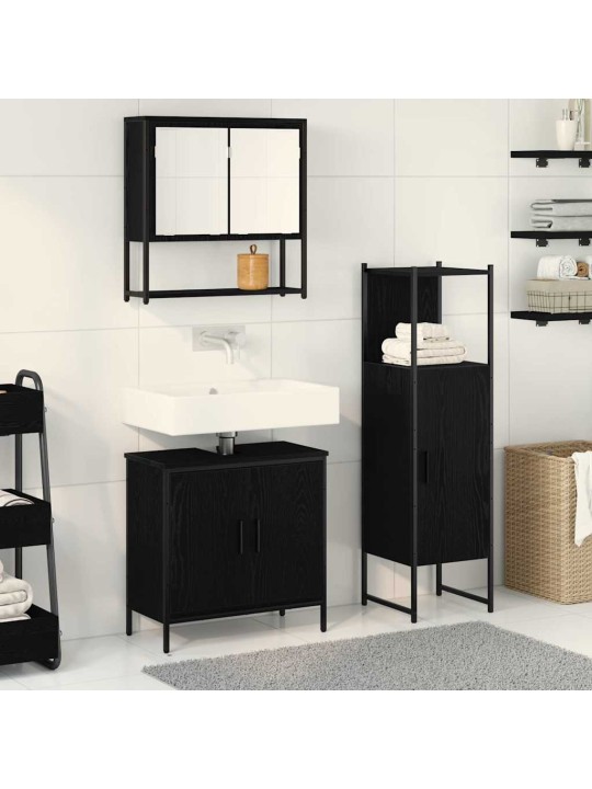 Vannas istabas mēbeļu komplekts 3 pcs melna 33 x 33 x 102.5 cm