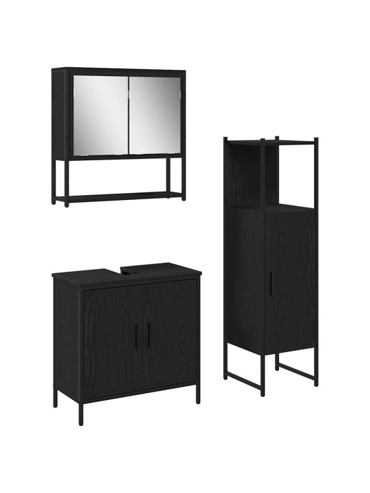 Vannas istabas mēbeļu komplekts 3 pcs melna 33 x 33 x 102.5 cm