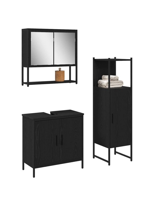 Vannas istabas mēbeļu komplekts 3 pcs melna 33 x 33 x 102.5 cm