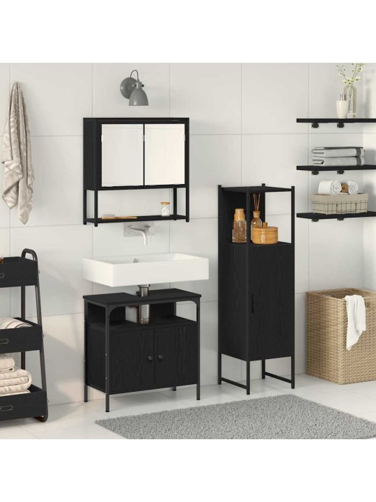 Vannas istabas mēbeļu komplekts 3 pcs melna 33 x 33 x 120.5 cm