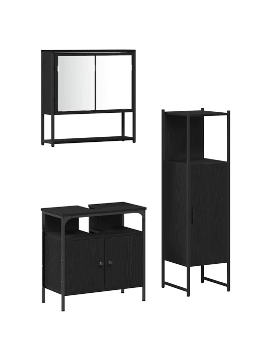 Vannas istabas mēbeļu komplekts 3 pcs melna 33 x 33 x 120.5 cm