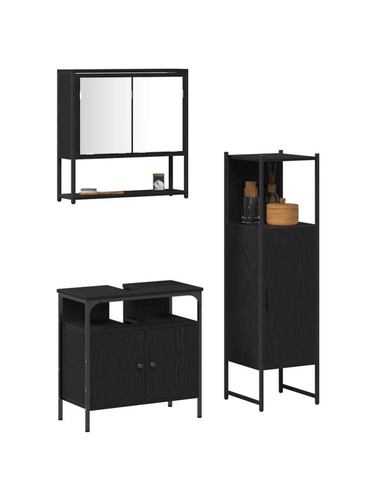 Vannas istabas mēbeļu komplekts 3 pcs melna 33 x 33 x 120.5 cm