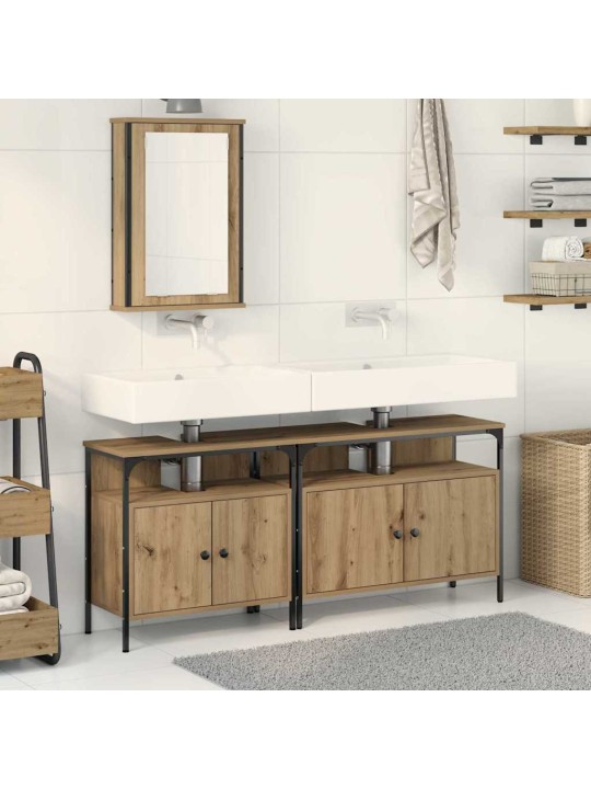 Vannas istabas spoguļu skapīši 3 pcs brūna 80 x 30 x 60 cm