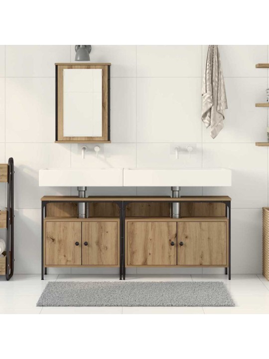 Vannas istabas spoguļu skapīši 3 pcs brūna 80 x 30 x 60 cm