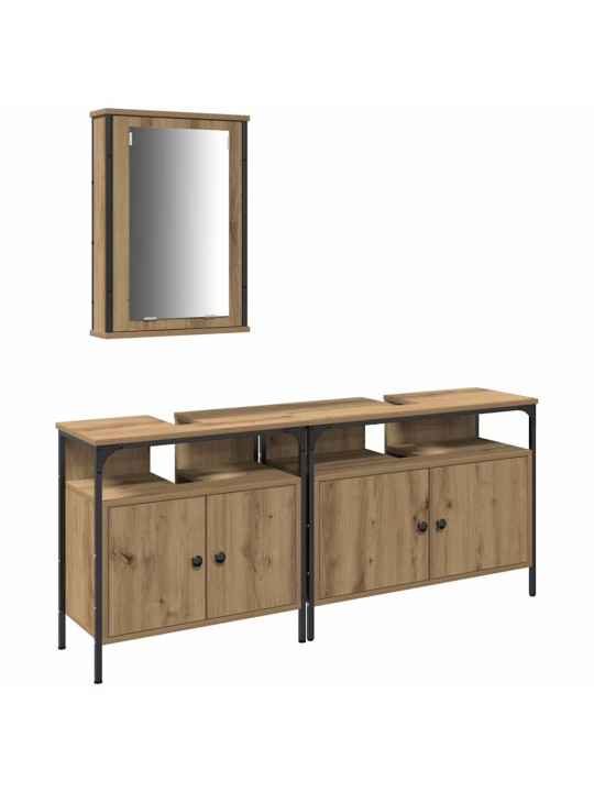 Vannas istabas spoguļu skapīši 3 pcs brūna 80 x 30 x 60 cm