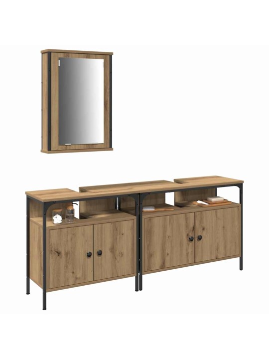 Vannas istabas spoguļu skapīši 3 pcs brūna 80 x 30 x 60 cm