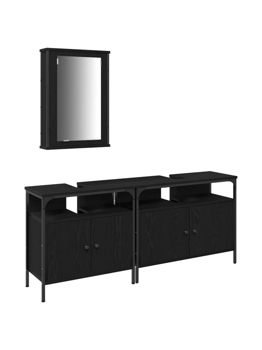 Vannas istabas spoguļu skapīši 3 pcs melna 80 x 30 x 60 cm