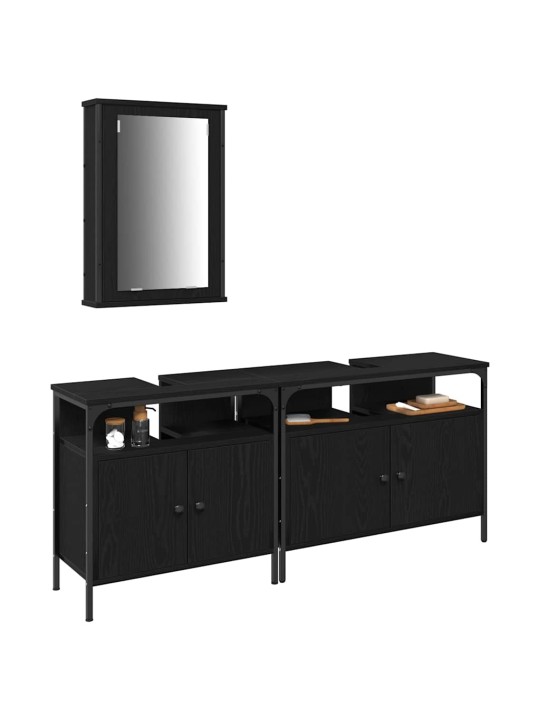Vannas istabas spoguļu skapīši 3 pcs melna 80 x 30 x 60 cm