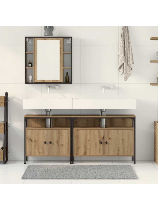 Vannas istabas spoguļu skapīši 3 pcs brūna 80 x 30 x 60 cm