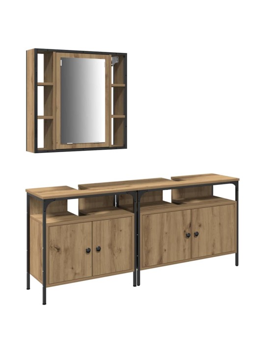 Vannas istabas spoguļu skapīši 3 pcs brūna 80 x 30 x 60 cm