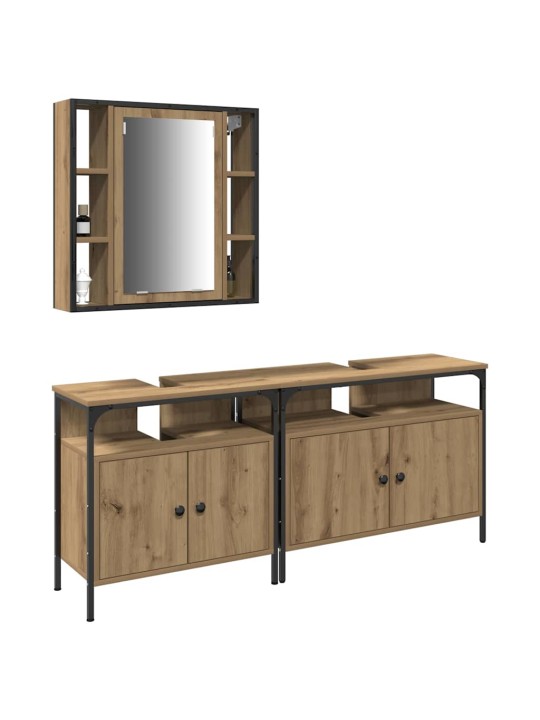 Vannas istabas spoguļu skapīši 3 pcs brūna 80 x 30 x 60 cm