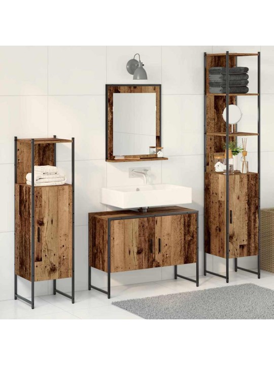 Vannas istabas mēbeļu komplekts 4 pcs brūna 33 x 33 x 185.5 cm