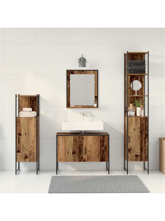 Vannas istabas mēbeļu komplekts 4 pcs brūna 33 x 33 x 185.5 cm