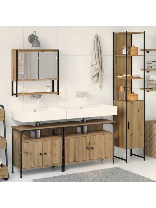 Vannas istabas mēbeļu komplekts ar durvīm 4 pcs amatnieku ozola