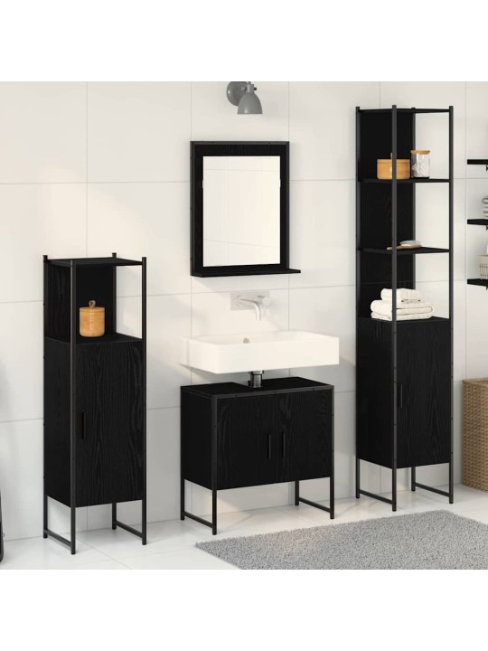 Vannas istabas mēbeļu komplekts 4 pcs melna 33 x 33 x 185.5 cm