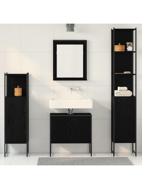 Vannas istabas mēbeļu komplekts 4 pcs melna 33 x 33 x 185.5 cm