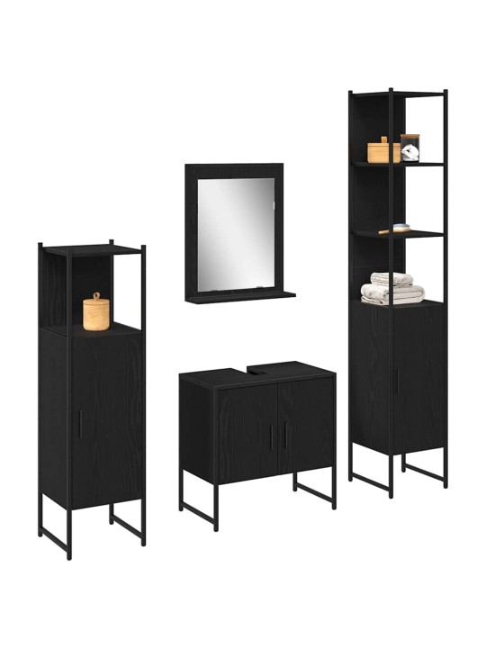 Vannas istabas mēbeļu komplekts 4 pcs melna 33 x 33 x 185.5 cm