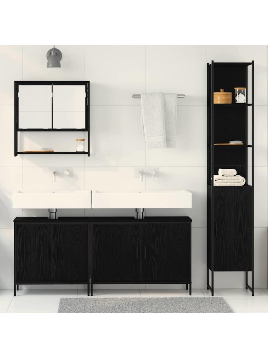 Vannas istabas mēbeļu komplekts 4 pcs melna 33 x 33 x 185.5 cm