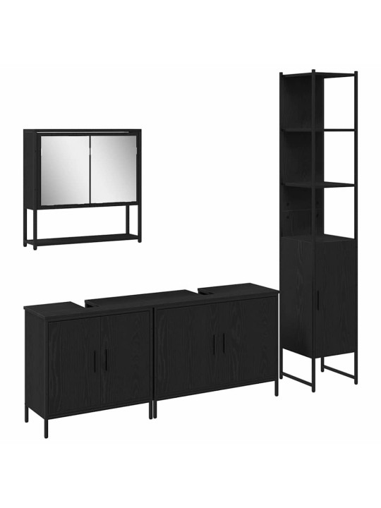 Vannas istabas mēbeļu komplekts 4 pcs melna 33 x 33 x 185.5 cm
