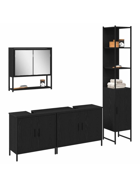 Vannas istabas mēbeļu komplekts 4 pcs melna 33 x 33 x 185.5 cm