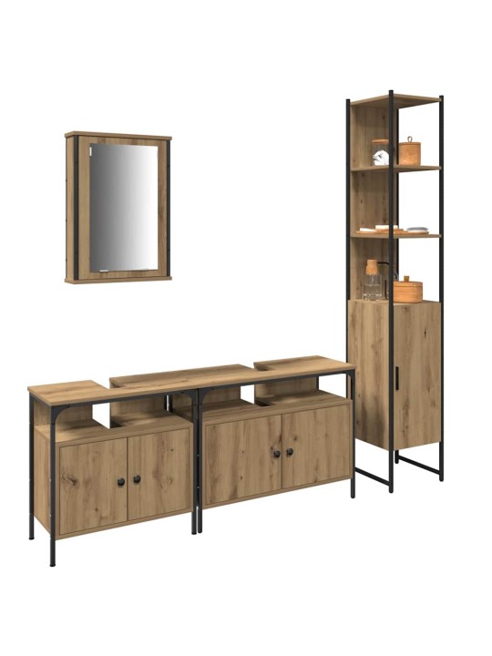 Vannas istabas mēbeļu komplekts ar durvīm 4 pcs amatnieku ozola