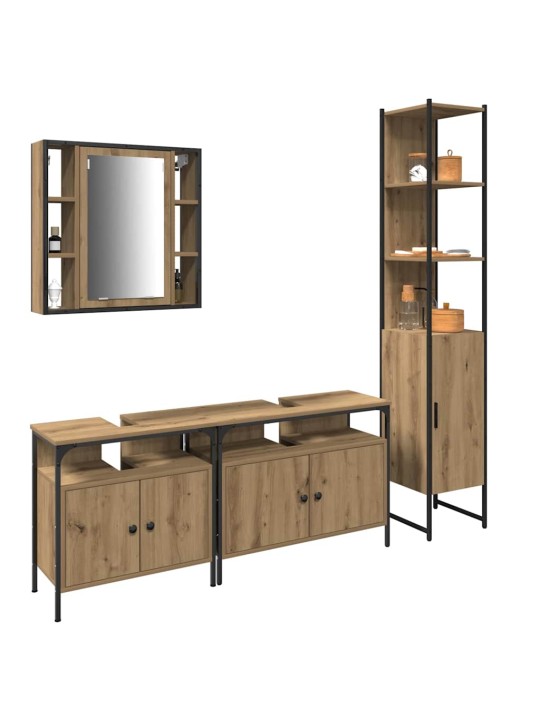 Vannas istabas skapju komplekts ar durvīm 4 pcs amatnieku ozola