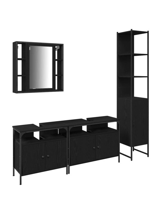 Vannas istabas skapju komplekts ar plauktu 4 pcs melns ozols