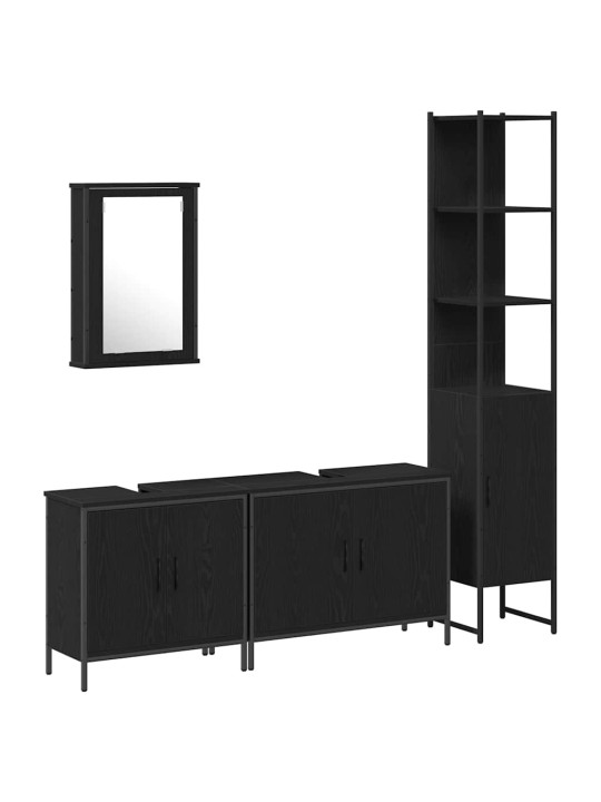 Vannas istabas mēbeļu komplekts 4 pcs melna 33 x 33 x 185.5 cm