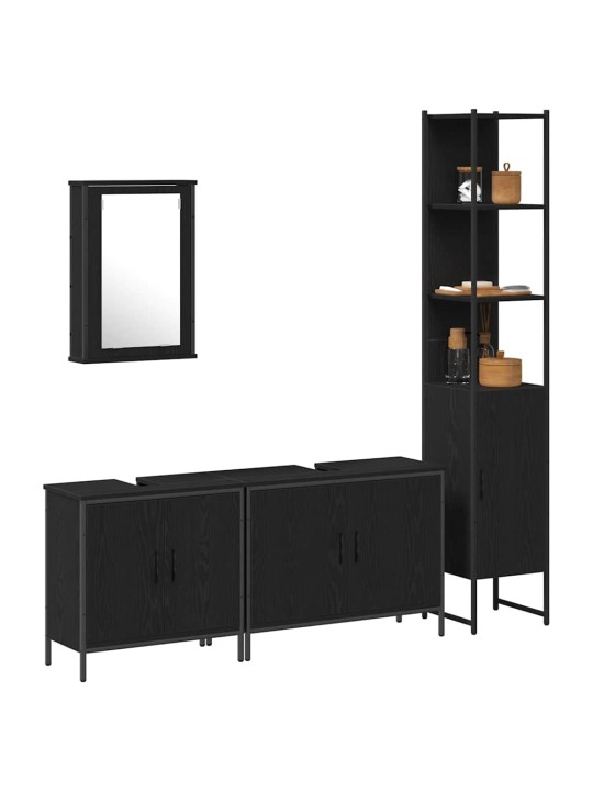 Vannas istabas mēbeļu komplekts 4 pcs melna 33 x 33 x 185.5 cm