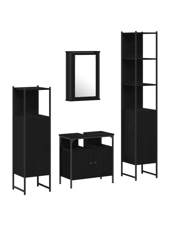 Vannas istabas mēbeļu komplekts ar plauktu 4 pcs melns ozols