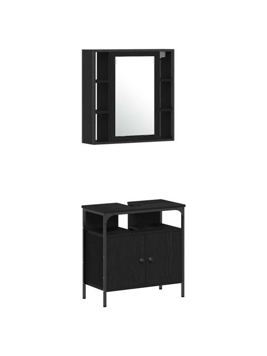 Vannas istabas skapju komplekts ar plauktu 4 pcs melns ozols