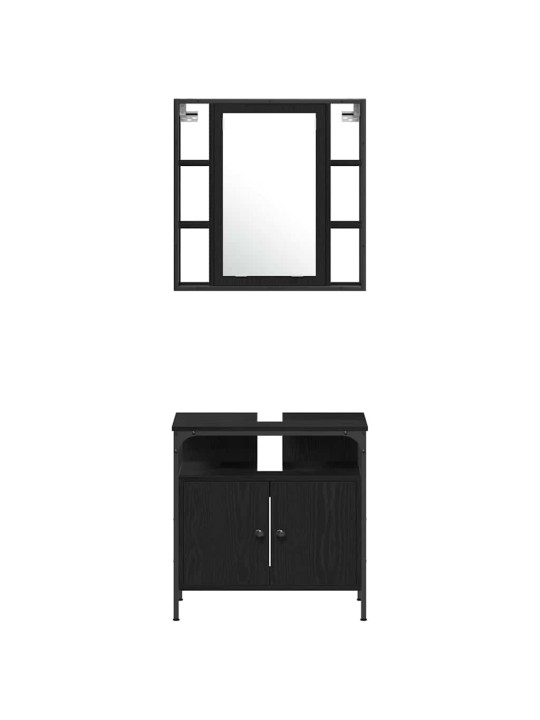 Vannas istabas skapju komplekts ar plauktu 4 pcs melns ozols