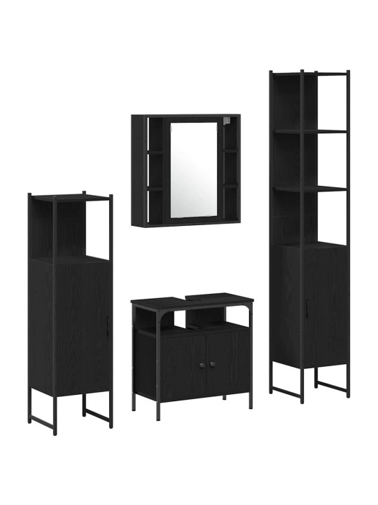 Vannas istabas skapju komplekts ar plauktu 4 pcs melns ozols