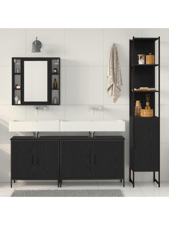 Vannas istabas mēbeļu komplekts 4 pcs melna 33 x 33 x 185.5 cm