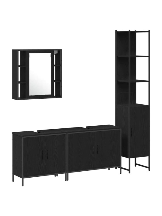 Vannas istabas mēbeļu komplekts 4 pcs melna 33 x 33 x 185.5 cm