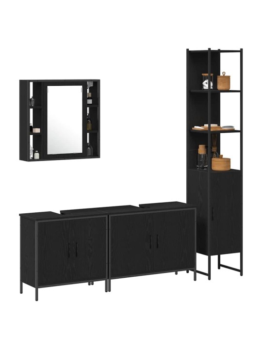 Vannas istabas mēbeļu komplekts 4 pcs melna 33 x 33 x 185.5 cm