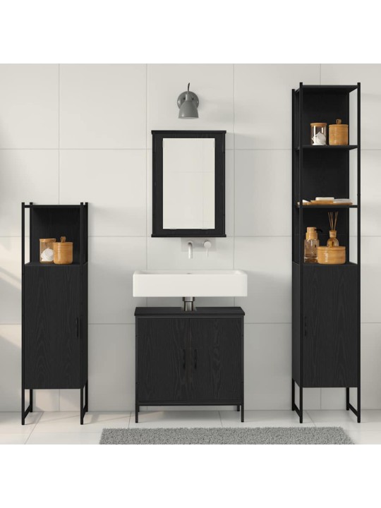 Vannas istabas mēbeļu komplekts 4 pcs melna 33 x 33 x 185.5 cm