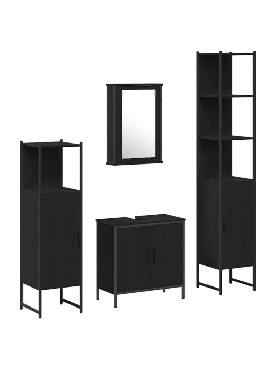 Vannas istabas mēbeļu komplekts 4 pcs melna 33 x 33 x 185.5 cm