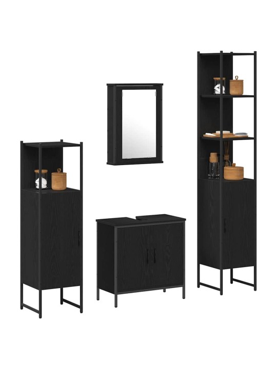 Vannas istabas mēbeļu komplekts 4 pcs melna 33 x 33 x 185.5 cm