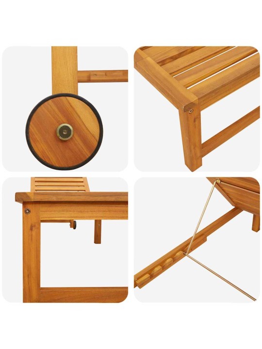 Sauļošanās krēsls 2-persona 2 pcs brūna 53 x 202 x 89cm
