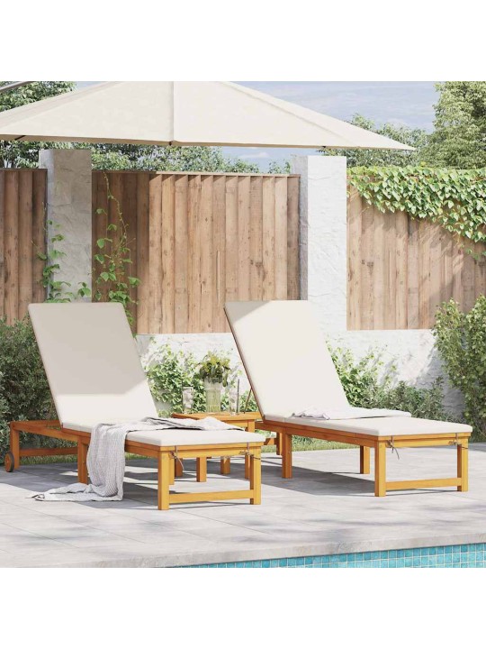Sauļošanās krēsls 2-persona 2 pcs brūna 53 x 202 x 89cm