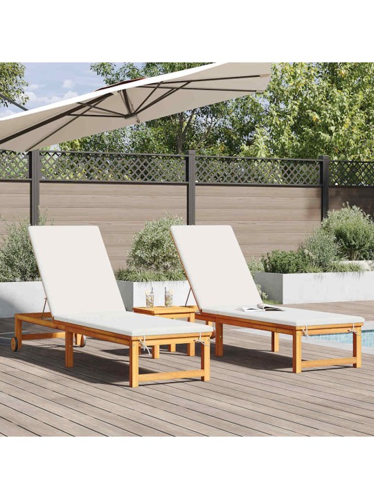 Sauļošanās krēsls 2-persona 2 pcs brūna 53 x 202 x 89cm